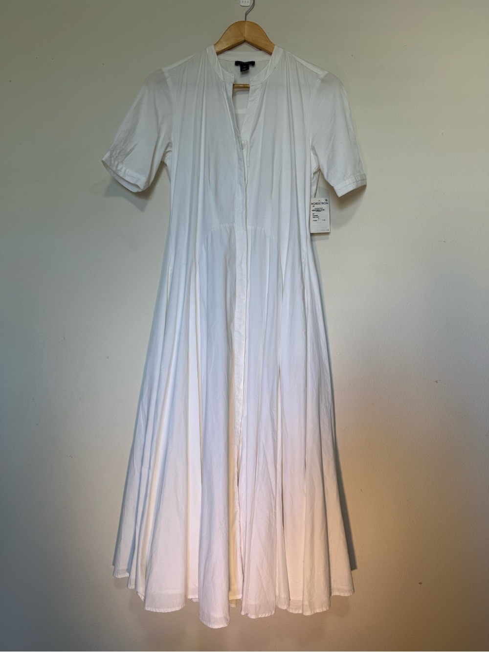 Halogen White Maxi Button-Front Short Sleeve Dress